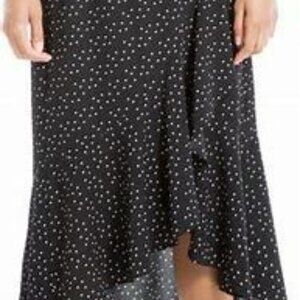 Max Studio Side Tie Ruffle Crepe Maxi Skirt